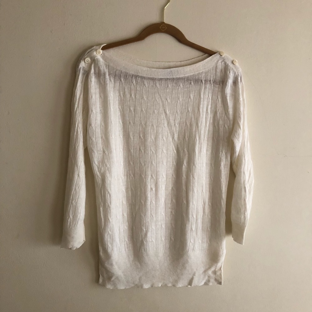 j. crew linen cable knit sweater in white